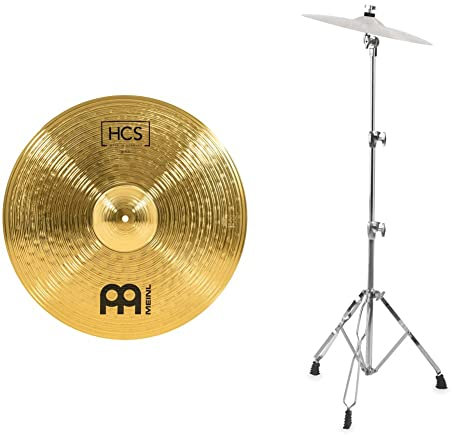 Meinl Cymbals HCS Ride 20 Zoll Schlagzeug Becken (50,80cm) & XDrum Beckenständer Semi - Cymbal Stand höhenverstellbar von 70-140 cm - Praktisches Memory Lock System - Doppelstrebig und stabil - Silber