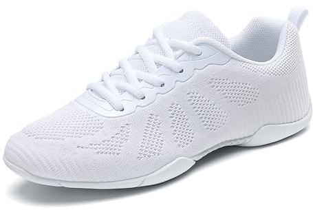 Chaussure de Cheerleading pour Femmes Mode Chaussures de Danse Légères Chaussures de Gymnastique Anti-dérapant à Lacets Yoga pour Fille Gym Running Baskets Blanc 37