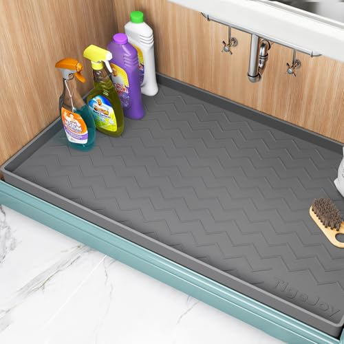 TigeJoy 34 x 22 Under Sink Mats for Kitchen Waterproof, Leak-Proof Silicone Mat Sink Protector and Cabinet Liner, Kitchen Essentials Organizer and Storage, Boot or Shoe Tray, Pet Feeding Mat
