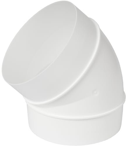 Codo de plástico de 100 mm de 45 grados – Tubo de conducto de conexión curvada, conducto o manguera – recto o flexible – Conector de ventilación tubo de junta redonda