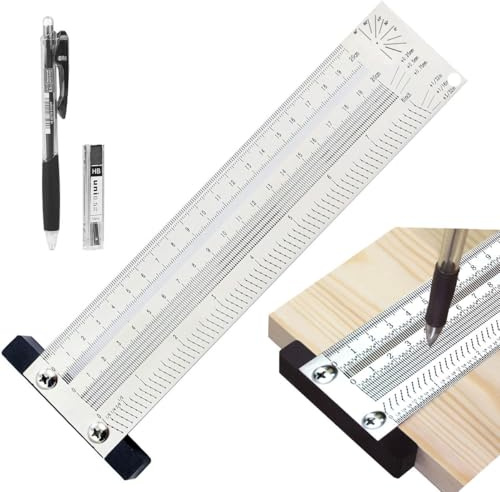 Xemnys Fyrkantig linjal skrivande T-linjal, ultraprecision, rostfritt stål, för träbearbetning med hål, mätverktyg för snickare, 200 mm