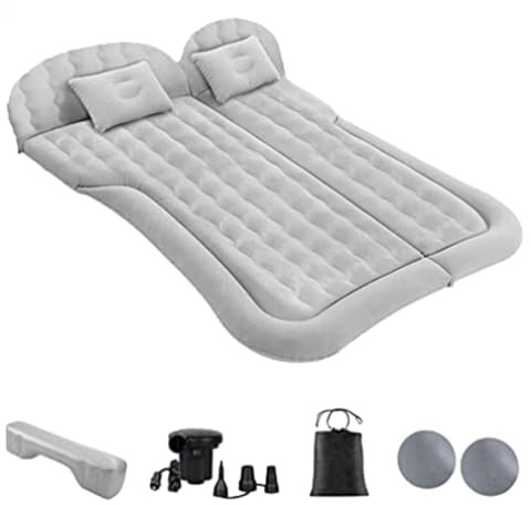 Fridgestea Inflatable Car Air Bed, Universal SUV Air Mattress, Car Sleeping Mattress, Car Airbed, Camping Sleeping Bed with Air Pillows, Air Cushions, Air Pump, Storage Bag, 1.2 * 1.7m (Grey)
