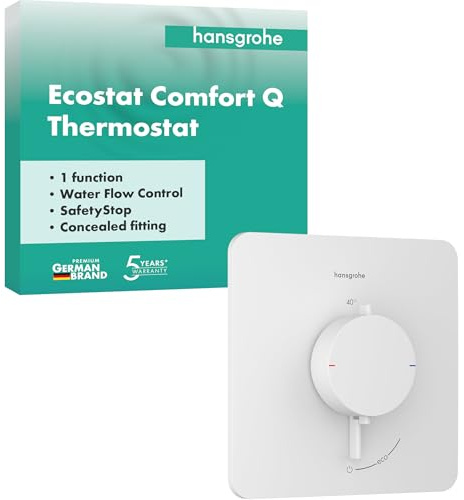 hansgrohe Ecostat Comfort Q - Duschthermostat Unterputz, Duscharmatur mit Sicherheitssperre (SafetyStop) bei 40° C, Thermostat für die Dusche, Mischbatterie für 1 Verbraucher, Mattweiß, 33712700
