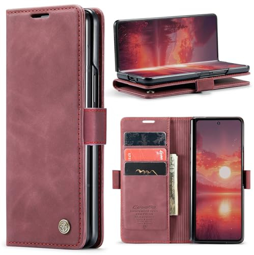 Phernykas Wallet Case for Z Fold 7, Red