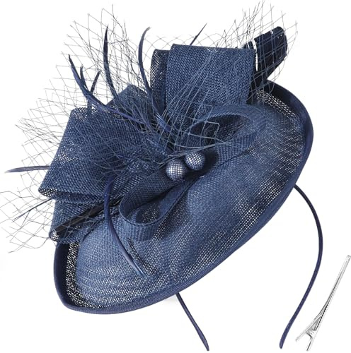 DRESHOW Flor con una Sola Flecha Fascinators Sombrero de Plumas Diadema y un Clip Bifurcado Tocados de Novia Derby Fascinator Pillbox Sombrero Tocado Para Niñas y Mujeres