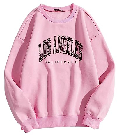Prendas de vestir exteriores para mujer, informales, de manga larga, con gráficos, cuello redondo, sudaderas, sudaderas, sudaderas para mujer, lavado de patas, Rosa., L