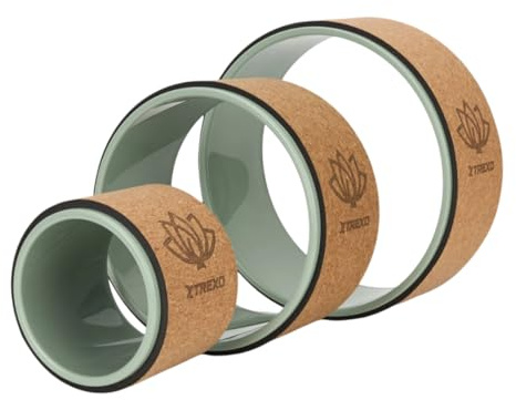 XTREXO FlowWheel 3-in-1 – Yoga Wheel Set Olivgrün (groß/mittel/klein), rutschfest, für Rücken-Dehnung, Balance & Core-Training, Yoga & Pilates