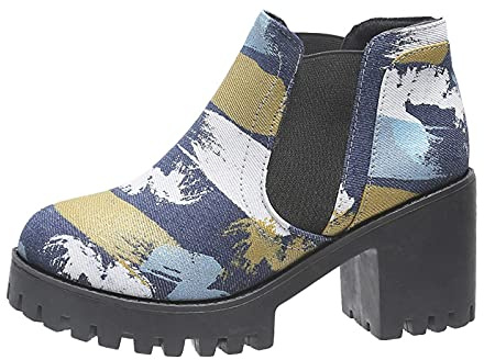 Cocila Zapatos De Mujer Botas Con Cremallera Retro Tacones Gruesos Transpirables Caña Ancha Agua Negras Altas Barefoot Vestir Botines Tacon Fino Cuña Piel Pitillos Moto Zapatillas Hombre Lluvia
