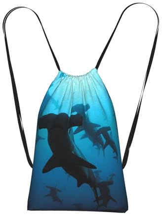 YWPCOIUYB Requins-marteaux imprimés,Sac à dos unisexe à cordon, sac de sport, sac de gym, sac à dos pliable à cordon
