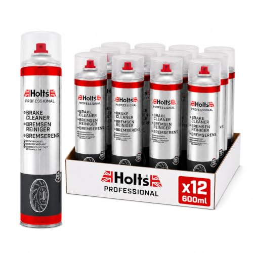 Holts Brake Cleaner Spray, Disc Brake Clutch & Parts Cleaner, 12 x 600ml | Powerful Fast-acting parts degreaser for callipers, discs, drums, springs and clutches. Quick drying, 360° spray