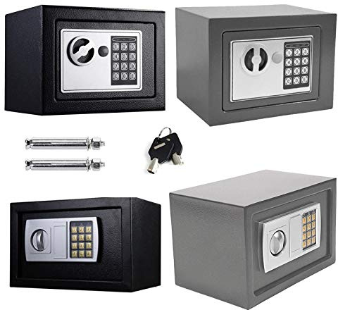 Safe Tresor mit Schlüssel mit Elektronischem Zahlenschloss Möbeltresor Wandtresor Numerische Digital Elektronische Sicher, 8.5L -Schwarz