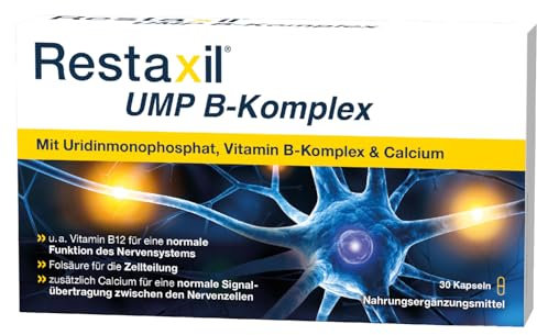 Restaxil® UMP B-Komplex - Hochwertiges Nahrungsergänzungsmittel mit Uridinmonophosphat, gesamten Vitamin B-Komplex mit u.a. Vitamin B12 und Folsäure - 30 Kapseln