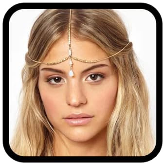 Fashband Boho-Kopfkette, goldfarben, tropfenförmig, Kristall, Stirnband, Festival-Stirnbänder für Damen und Mädchen