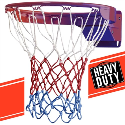 Ultra Sporting Goods Heavy Duty Basketball Net Replacement - All Weather Anti Whip, Fits Standard Indoor or Outdoor Rims - 12 Loops (RWB)