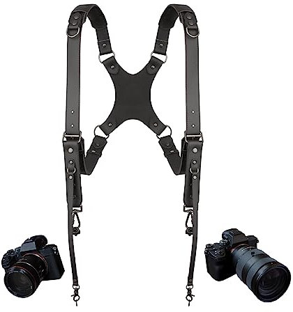 4J LEDR Camera Harness,Dual Shoulder Leather Camera Strap for Photographer,Camera Shoulder Strap for 2 Cameras Carrying for Men&Women, Multi Camera Gear for DSLR/SLR Strap,Quick Release