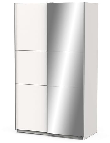 Miroytengo Armario Alto con 2 Puertas Correderas con Espejo Ghost en Color Blanco Mate Estilo Moderno 203x117 cm