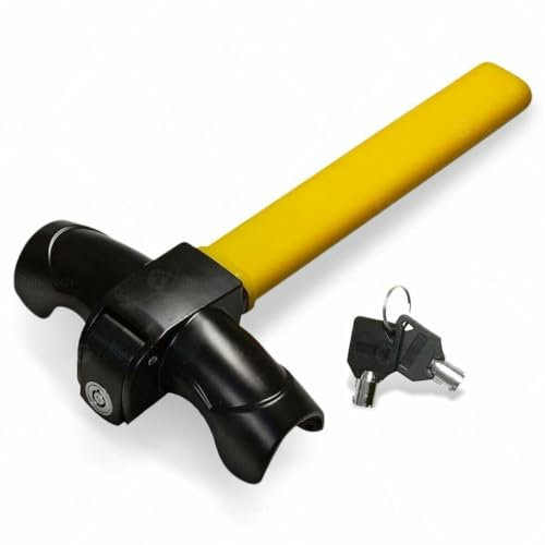 Rynli Steering Wheel Lock Universal Device | Anti-Theft T-Bar Immobilizer Device to Safeguard Your Vehicle | Suitable for Cars, Vans, Trucks with Wheel Diameter Upto 34mm - Includes 2 Keys