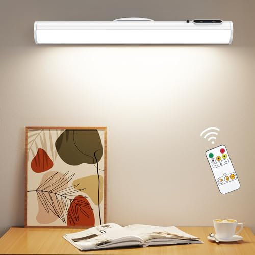 Hapfish Lampada da Scrivania Senza Fili, 4000mAh Striscia LED a Batteria Magnetica Ricaricabile, Luce LED Sottopensile con Telecomando, per Cucina, Parete, Mensola, Pensile, Armadio, Muro, Tavolo
