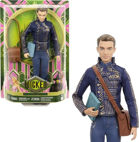 Mattel Wicked Movie Fiyero Doll with School Uniform, Satchel and Textbook Accessories, Collectible Fashion Figure