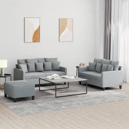 ShGaxin Sofaset med kuddar 3 delar ljusgrå tyg, vardagsrumssoffor, hemsoffa, vardagsrumsmöbler, relaxsoffa, modern soffa - 3201656