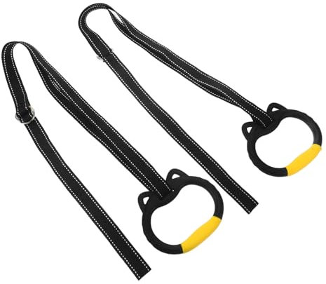 Yardwe 1 Set Gymnastics Rings for Pull Up Bar Plastic Exercise Rings with Strap for Boys and Girls
