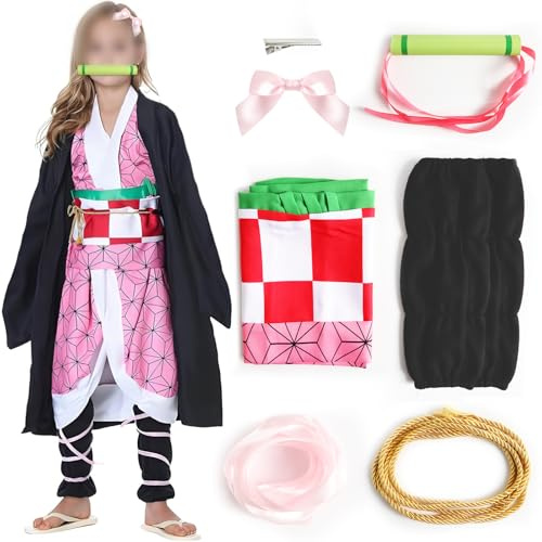 Cevikno Nezuko Disfraz de cosplay para adultos Tanjirou, Kochou, Shinobu, Mitsuri y Niña Vestido Anime Disfraz para Halloween Carnaval