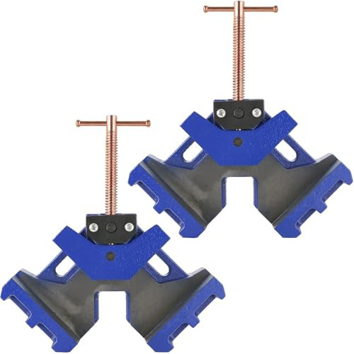 DASBET 2Pack Cast Iron Welders Angle Clamp - Heavy Duty Two Axis Welding Clamp Right Angle 90 Degrees Self Centering Jig and Fixture Clamp for Woodworking Corner Miter