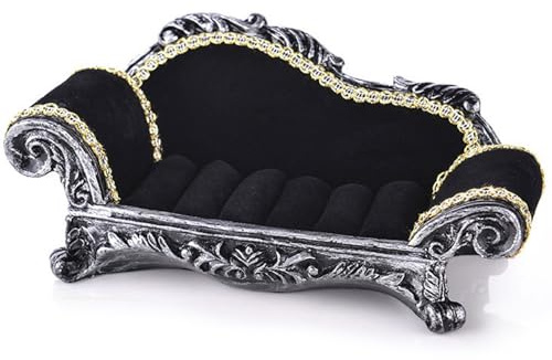 AwnsIMfreien dockhusmöbler, dockhussoffa, 1:12 svart viktoriansk soffa, heminredning prydnad, L, soffa