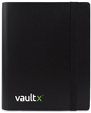 Vault X 4 Pocket Trading Card Strap Binder, 160 cards, Standard, 20 Side-Loading Pages, Folder for Collectible Card Games, Sports, TCG (Black)