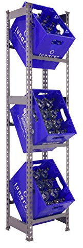 Simon Rack Étagère à caisses à boissons pour 3 caisses, 1800x400x300mm, Rayonnage freestanding en métal pour caisses d’eau, Gris - SimonBottle
