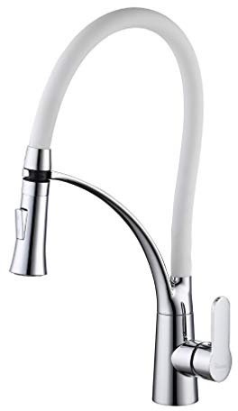 PHASAT Spültischarmatur Weiß Küchenarmaturn mit Brause 2 Funktion Auslauf Wasserhahn fur Küche V43