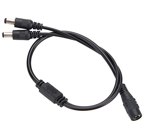 5,5x2,1mm DC Splitter Kabel,ASHATA Buchse auf Stecker Powercable DC Verteiler Kabel Stromkabel,CCTV Splitter Kabel 12V DC Stromverteiler Adapter Kabel für CCTV Kamera(1 Buchse auf 2 Stecker)