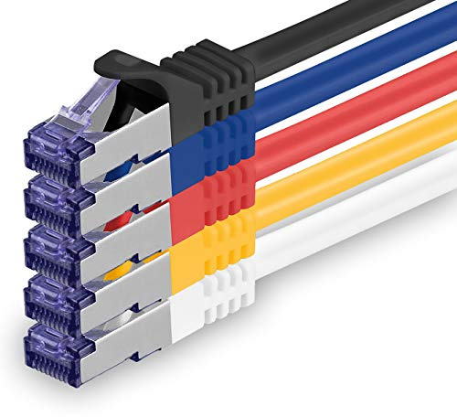 Nätverkskabel CAT7 CAT 7 SFTP - 5 stycken 0,25 m - Ethernet LAN DSL modem router - färgglad A