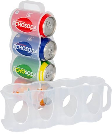 ChasBete Portable Soda Can Organizer for Refrigerator Shelf, Beer Can Holder, Fridge Storage Sliding Rack, Clear Plastic 2 Pack