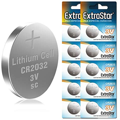 EXTRASTAR CR2032 alkaline 3V non-rechargeable battery batterie a bottone al litio, confezioni da 10