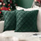 MIULEE 2er Set Samt Kissenbezug Gitter Sofakissen Dekokissen Kissenhülle Kissenbezüge Couchkissen Kissen Samtkissen Weich Einfarbig Zierkissen für Sofa Wohnzimmer 40x40 cm Dunkelgrün