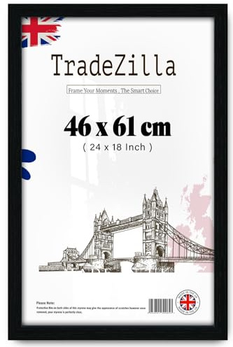 TradeZilla | Classic (46 x 61 CM) MDF Black Picture Frame| 18 x 24 | 460 x 610 mm Frame Ideal for Stylish Interior Design- [ Black ]