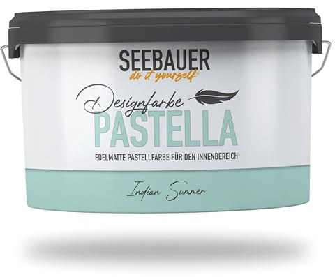 SEEBAUER diy Pastellfarbe PASTELLA Türkis 2,5L (Indian Summer) Edelmatte Wandfarbe Türkis - Innenfarbe sehr hohe Deckkraft - Matt, Abwaschbar und Tropffrei