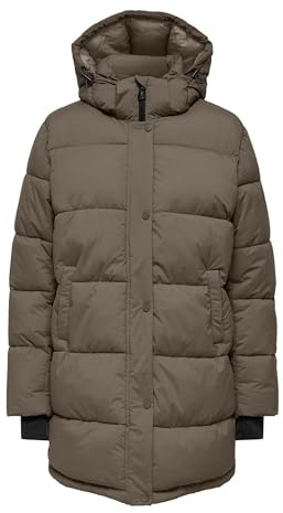 ONLY Damen ONLANN Premium Puffer Coat MID-Long OTW Mantel, Braun, M