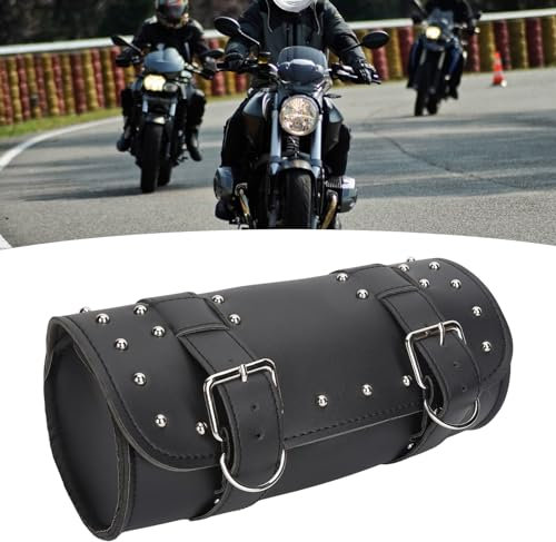 Mulcort Motorcycle Saddle Bag, Retro Synthetic Leather Motorcycle Tool Bag, and, Front Rear Hanging Bag, Tool Bag, Suitable for Most Motorcycles