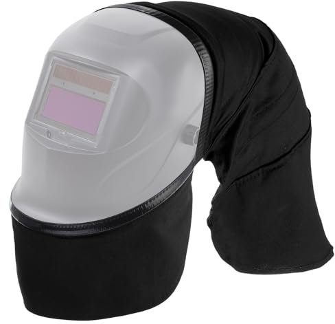 sourcing map Welding Helmet Cover and Helmet Bib Set FR Cotton Welding Helmet Headcover Wrap-Around Helmet Bib Welding Accessories with Press Fit Seal for Most Welding Helmets, Black