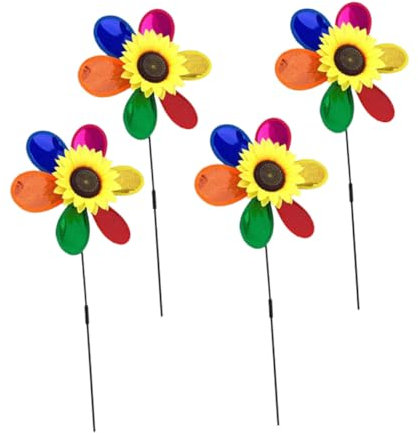 VICASKY Mulini a vento a girasoli, confezione da 4 ruote a vento da giardino per esterni