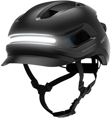 UNIT 1 Aura Hybrid Smart Bike Helmet | MIPS, Turn Signals & Brake Lights w/Remote, Crash Detection, SOS Alert, App-Enabled | Lightweight MTB Helmet (Blackbird, Large (23.8 - 24.8))