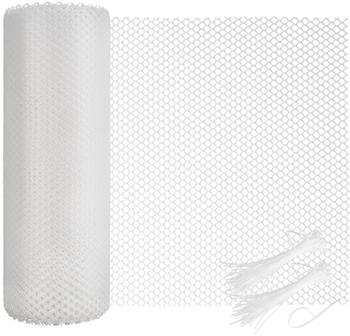 Chicken Wire Mesh Roll with 100 Pcs Fixed Straps, Heavy Duty Garden Plastic Fencing Net, Durable Rust-Proof Poultry Breeding Fence & Temporary Yard (40cm x 12m (white))
