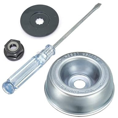 Kit adaptador de cortacésped para máquina de jardinería, arandela de empuje, placa de conductor, tuerca de cuello, destornillador de mantenimiento, kit adaptador de repuesto para recortadoras de