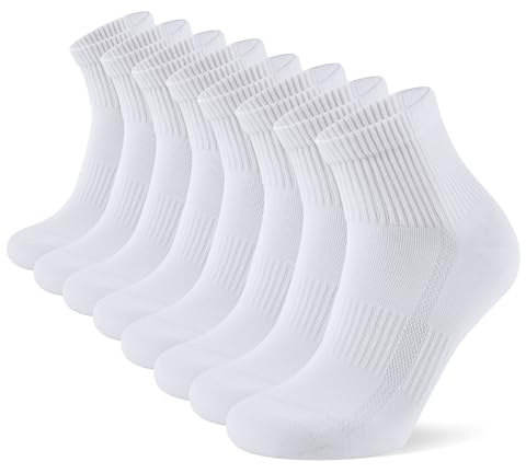 YORJOSOX Calcetines Tobilleros Hombre Deporte Algodon Cortos Deportivos Sin Costuras Trabajo Transpirables Quarter Calcetines (FR/ES, Números, 43, 46, Regular, Regular, Blanco 8 pares)