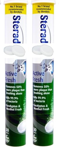 Steradent Active Fresh Denture Cleaning Tablets 60 - Daily Denture Cleaning Bundle Tablets, Pack of 2