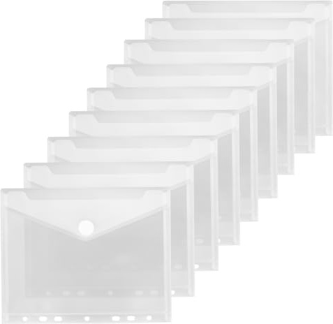 10 stycken dokumentpåsar A5-arkiveringsbara, 22,6 x 18 cm kuvert för arkivering, vattentät dokumentmapp, synfickor, för skola och kontor, för pappersarbete, dokument, kvitton (7 hål)