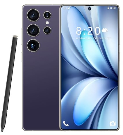 COTSRGT S24 Ultra Unlocked Mobile Phones, 16GB RAM 1TB ROM, 72MP 108MP AI Camera, 8000mAh, Dual SIM Smartphone, 5G/4G Android 14 Smart Phone, WiFi/GPS, Fingerprint/Face ID,Purple-7.3 Inch