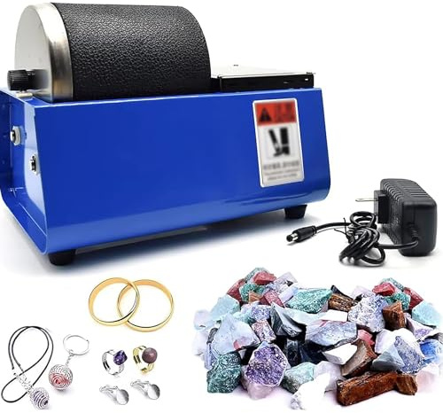Machine électrique à verre – Polisseuse de pierres précieuses avec moteur durable, double roue motrice, barillet en caoutchouc étanche, réduction du bruit pour polir les cristaux de géologie et le